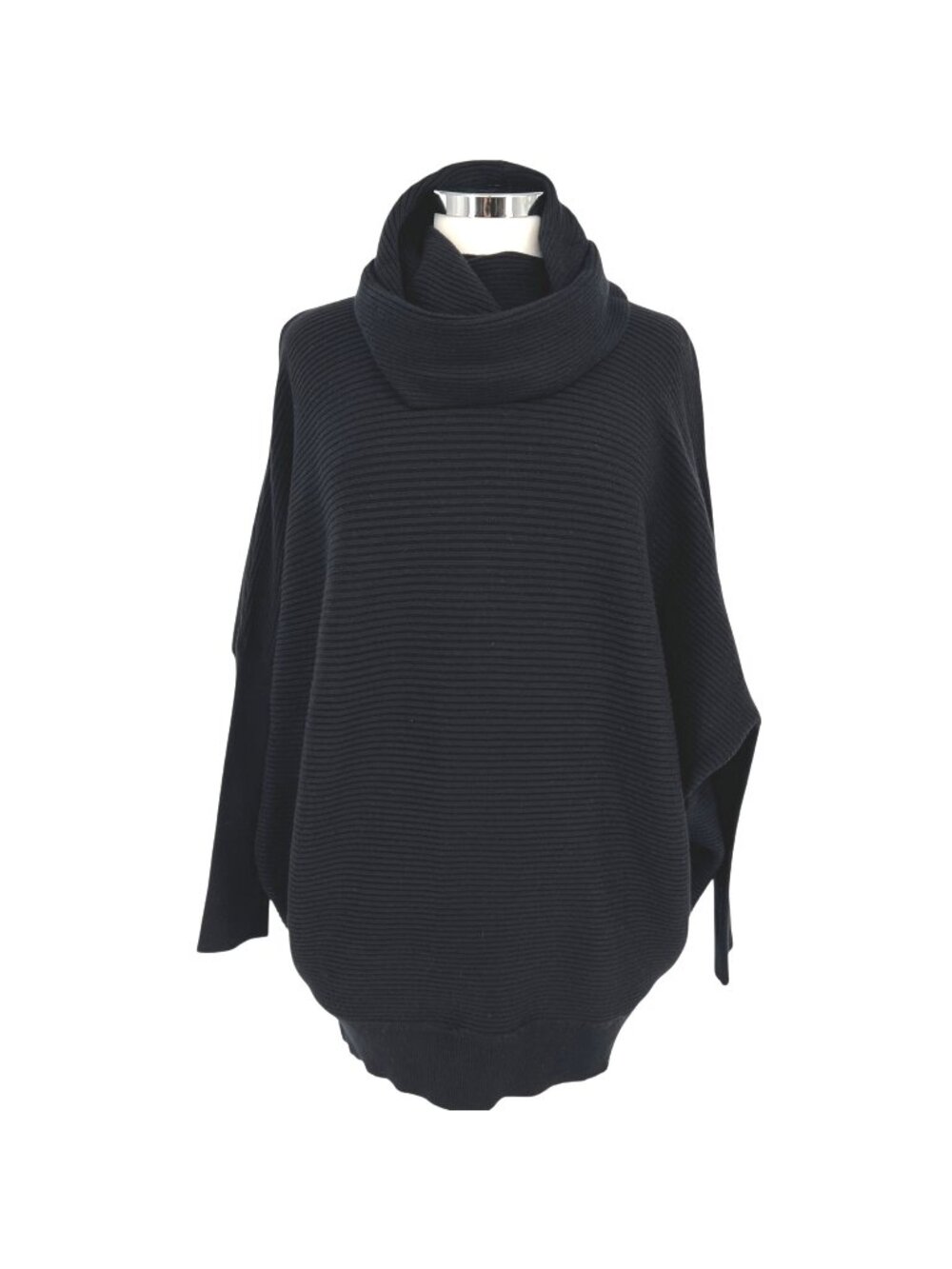 French Connection Black Cozy Cowl Neck Ribbed Sweater Size Medium NWT